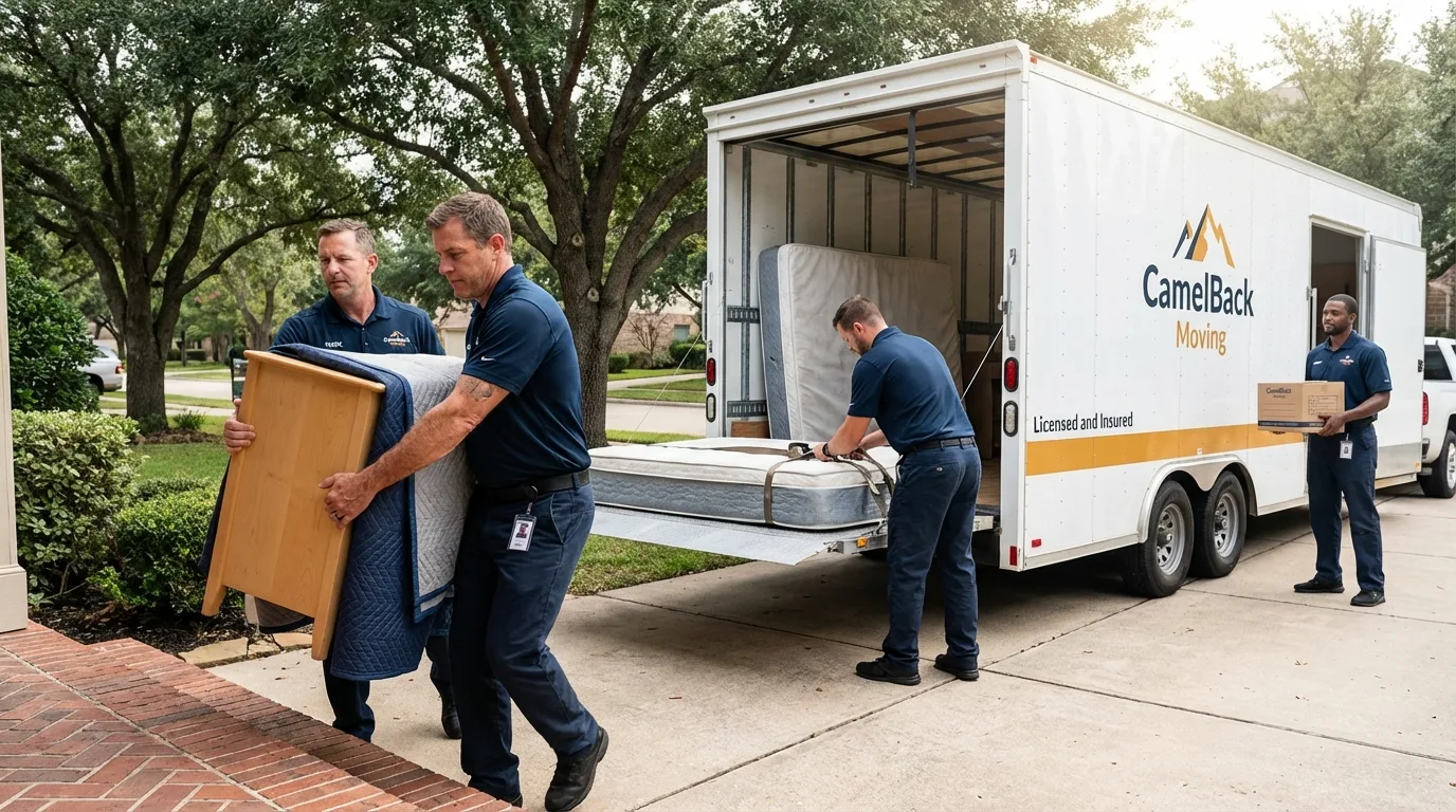 Crew loading residential truck for cross-state move from Rock Falls, IL