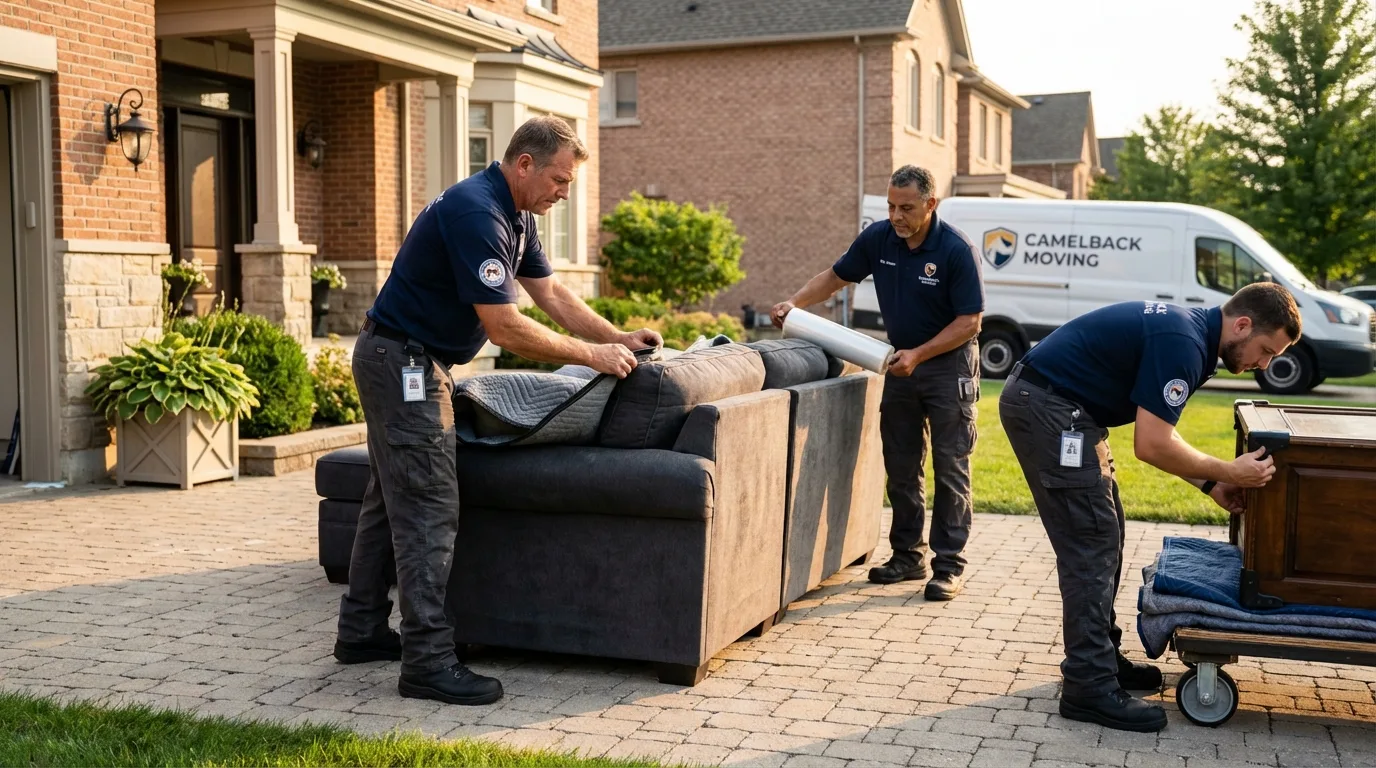 Large estate moving crew wrapping furniture in Rock Falls, IL